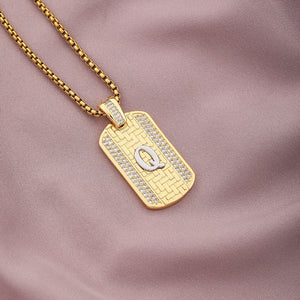 Gold Initial Dog Tag Necklace