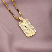 Load image into Gallery viewer, Gold Initial Dog Tag Necklace