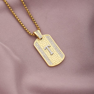 Gold Initial Dog Tag Necklace