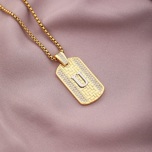 Gold Initial Dog Tag Necklace