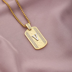 Gold Initial Dog Tag Necklace