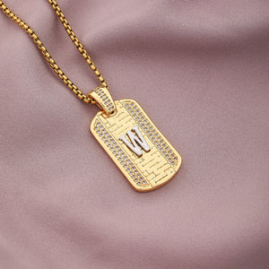 Gold Initial Dog Tag Necklace