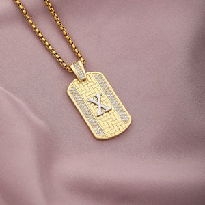 Gold Initial Dog Tag Necklace