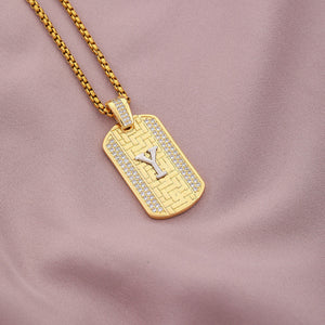 Gold Initial Dog Tag Necklace