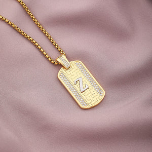 Gold Initial Dog Tag Necklace